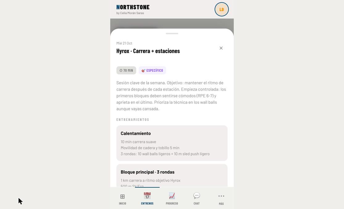 Detalle de una sesión de Hyrox en Northstone